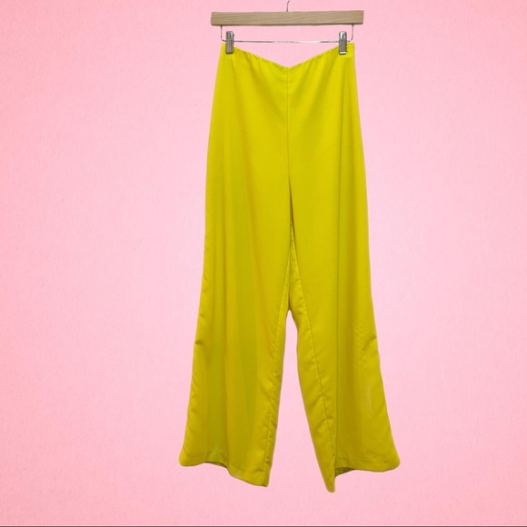 Bright Yellow High Waisted Flared Trouser - Picture 2 of 3